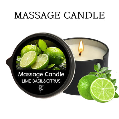 Massagekerze aus Sojawachs mit Amber und Vanille | Entspannende Aromatherapie-Kerze | Urlaubsgeschenk für Frauen