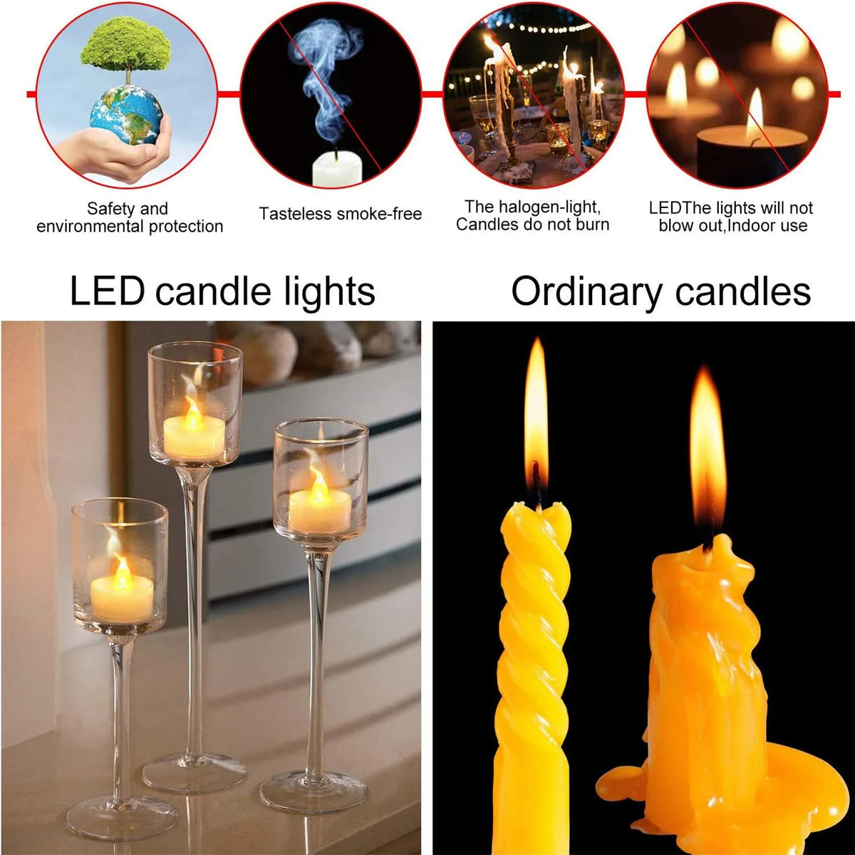 LED Candles 48/24/12 Pack Battery Operated Candles Batteries Lights Candles to Create Warm Ambiance Naturally Flickering Bright