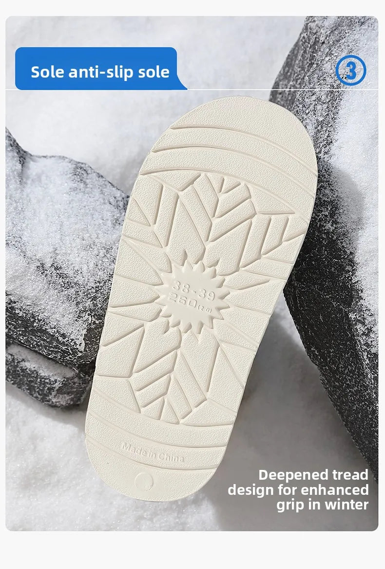 Women's Winter High-Top Fur Lined PU Leather Snow Boots Waterproof Cotton Shoes Warm Fashionable Short Tube EVA Inner Material