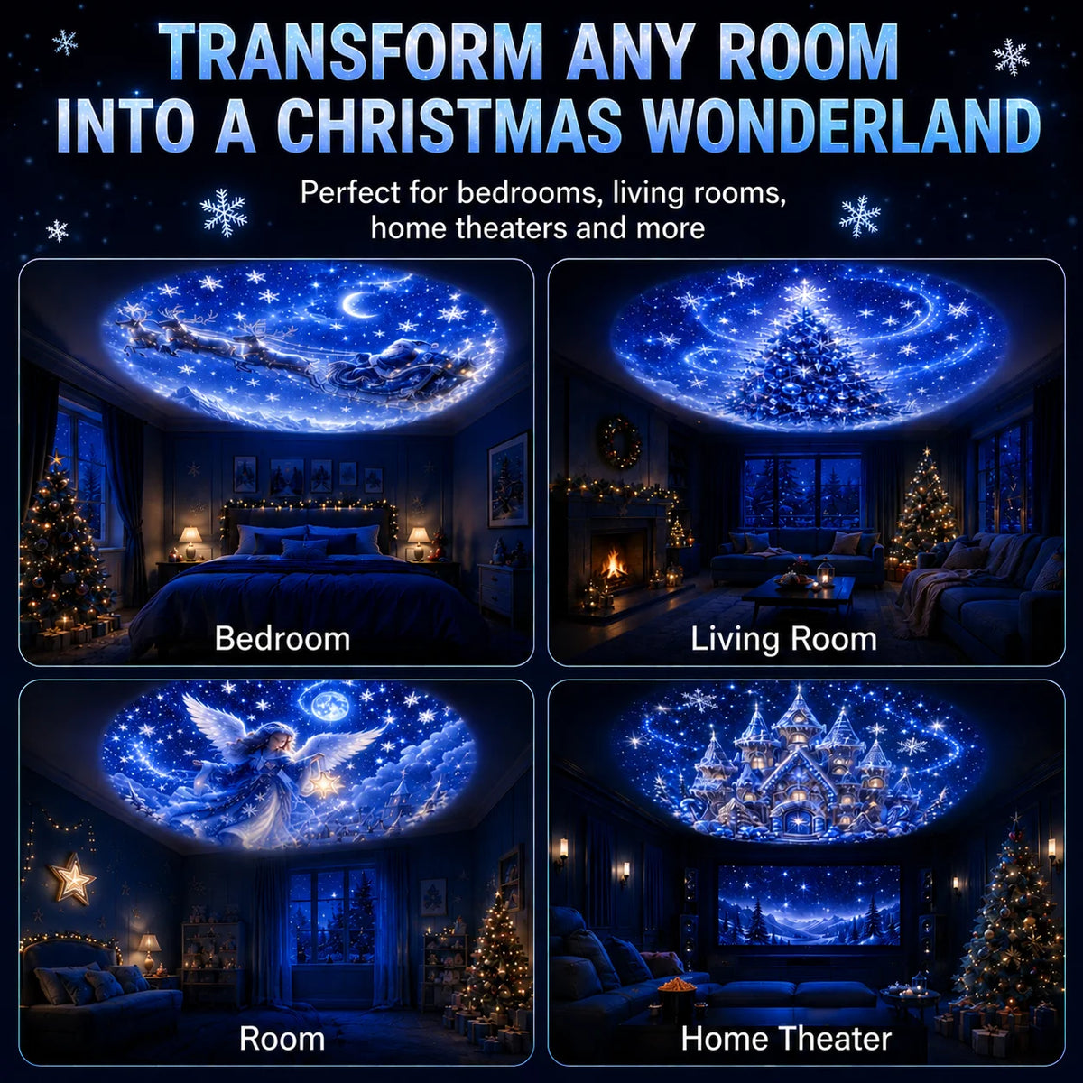 8-Pattern Christmas Projection Night Light