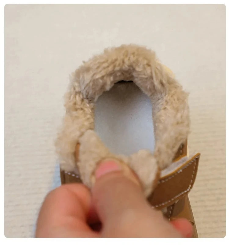 Kids' Plush-Lined Hook-and-Loop Winter Shoes