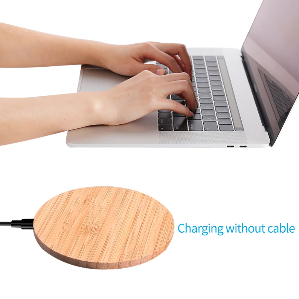 Wood-Style 5W Wireless Charging Pad for Phones
