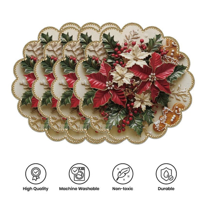 Christmas Round Placemats – Set of 4, Non-Slip & Heat Resistant