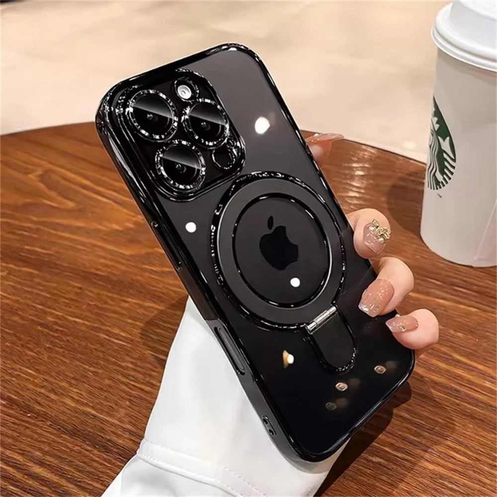Clear Magnetic iPhone Case with Ring Stand