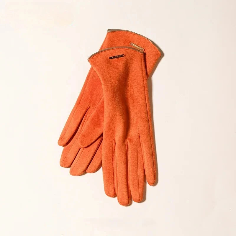 Women's Windproof Suede-Feel Touchscreen Gloves