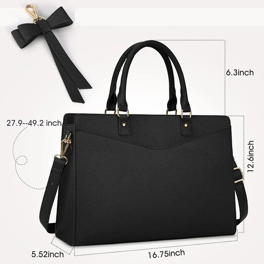 Women's PU Leather Laptop Tote 15.6" - Lightweight Work Briefcase Handbag