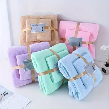 2-teiliges Korallenfleece-Badetuch-Set – Badetuch & Handtuch