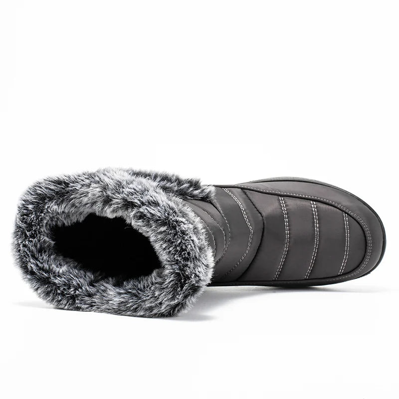 Thick Warm Long Plush Waterproof Snow Boots Women Winter 2025 Non Slip Soft Fur Ankle Boots Woman Plus Size 44 Cotton Shoes Mom