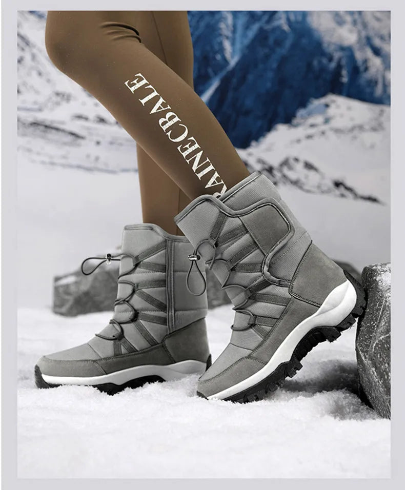 Brand Men's Winter Shoes Waterproof Men's Boots Warm Plush Couple Snow Boots Outdoor Non-slip Hiking Boots Men Work Ankle Boots