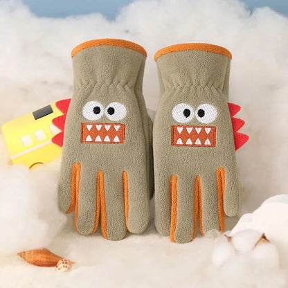 Guanti invernali in peluche a cinque dita per bambini – Età 6–12