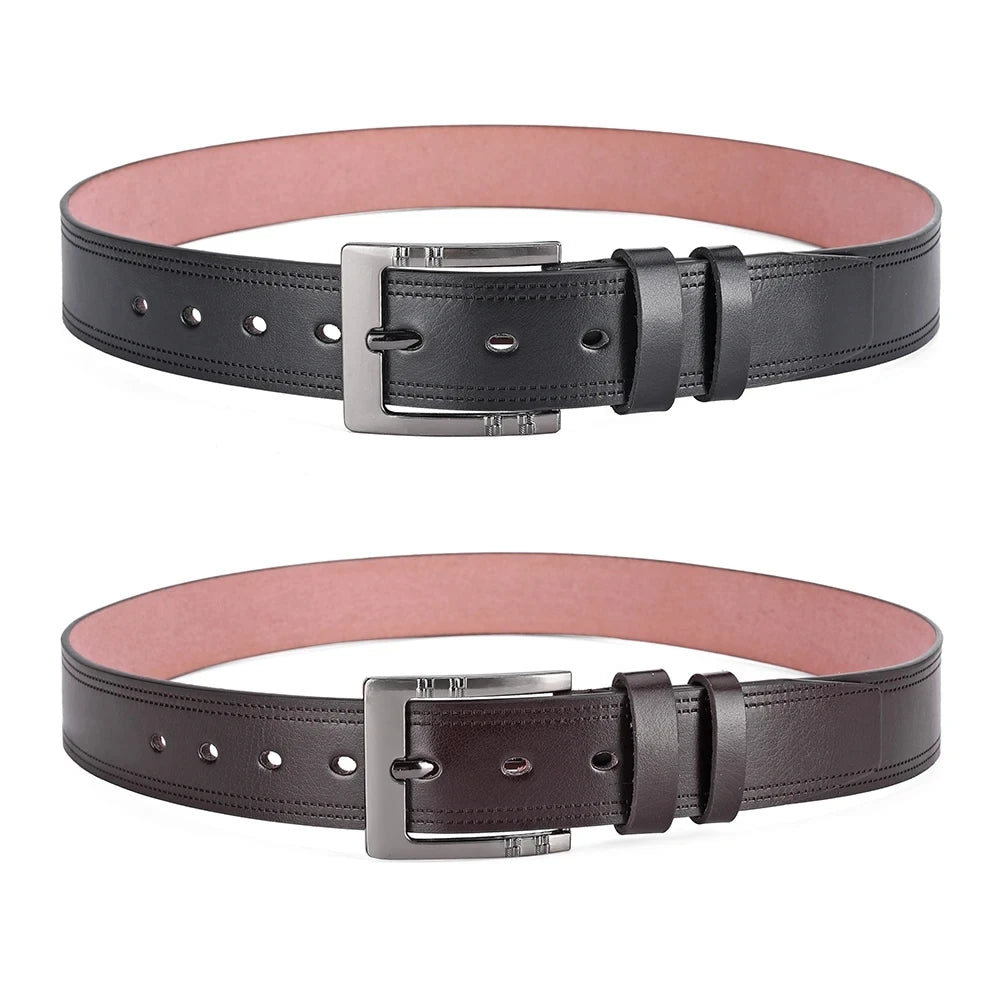 Men's Classic Pin-Buckle Belt – Black Faux Leather Jeans Belt