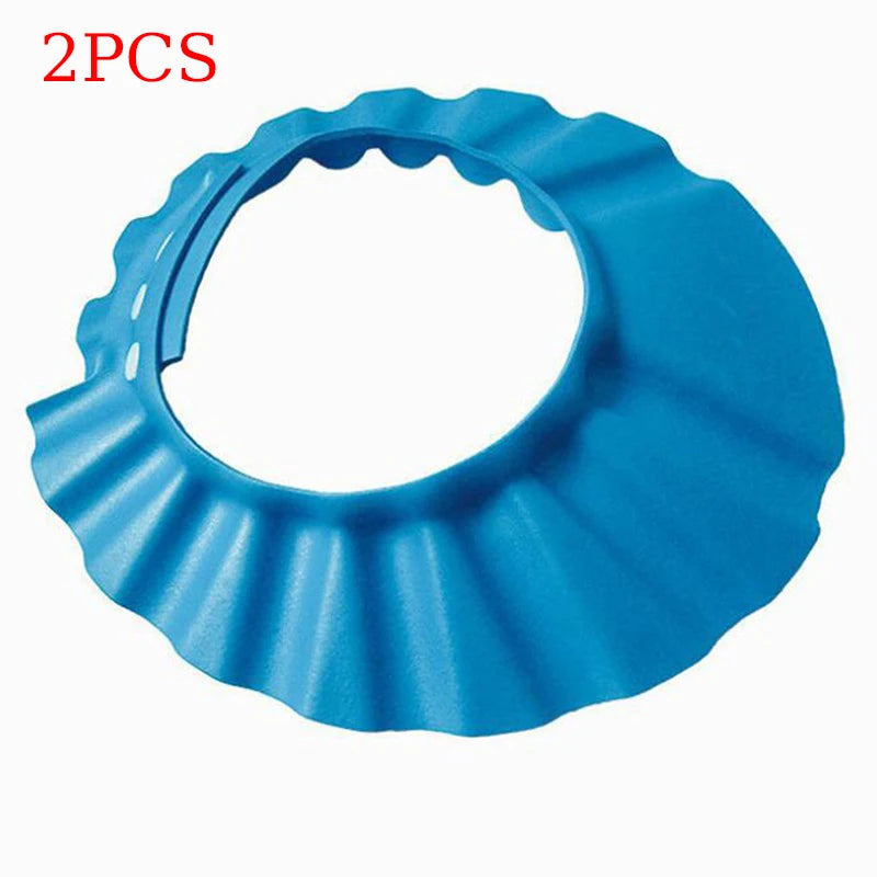 A bright blue plastic swim or shower cap shown on a plain white background, with red text in the top-left corner reading '2PCS'.