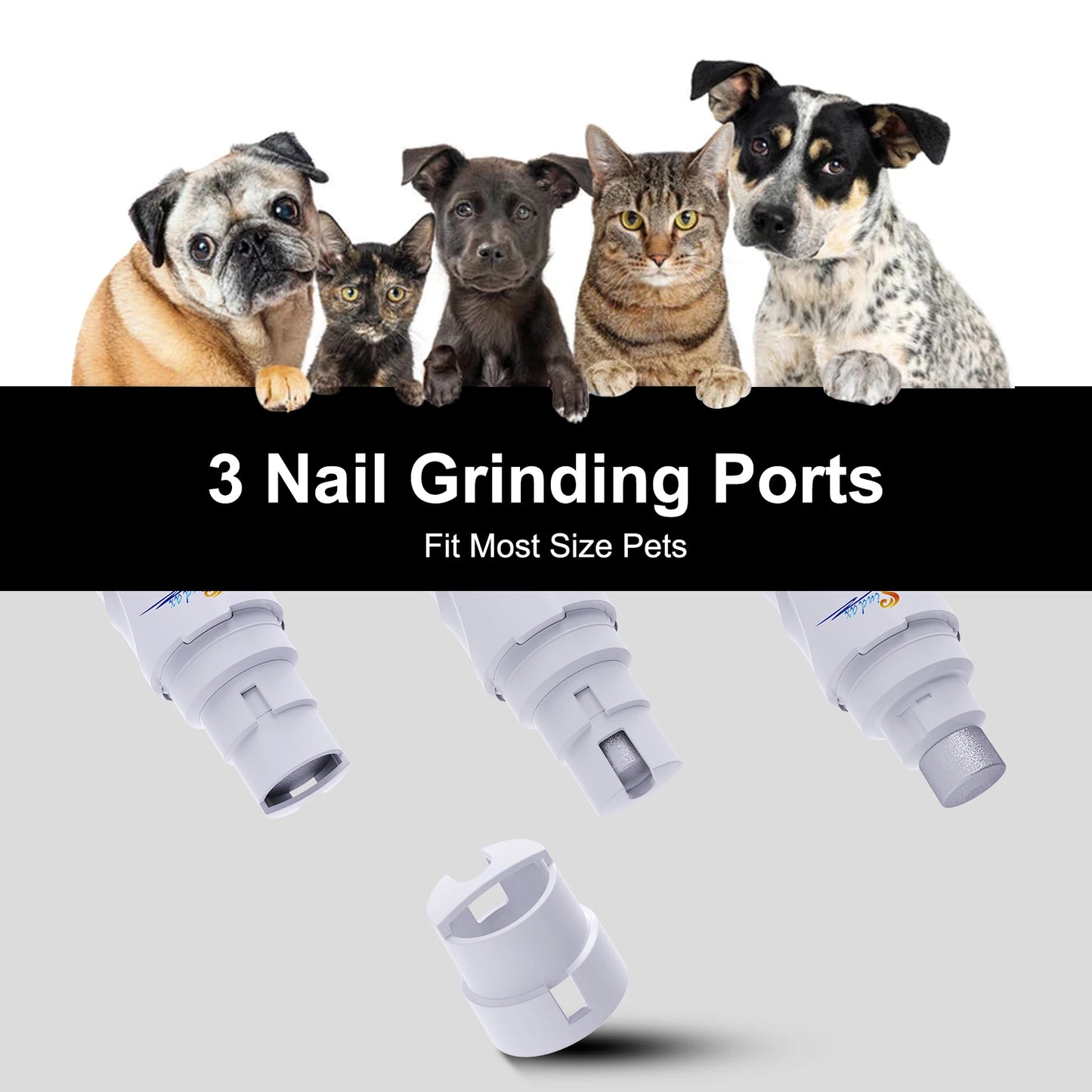 Dog Nail Grinder USB Rechargeable Electric Pet Claw Trimmer – Painless, Low Noise, 2-Speed