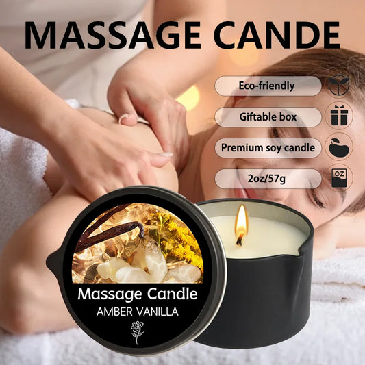 Amber Vanilla Massage Candle, Soy Wax Scented Candles - Ideal for Creating Relaxing Ambience & Holiday Gifting, Gifts for Women