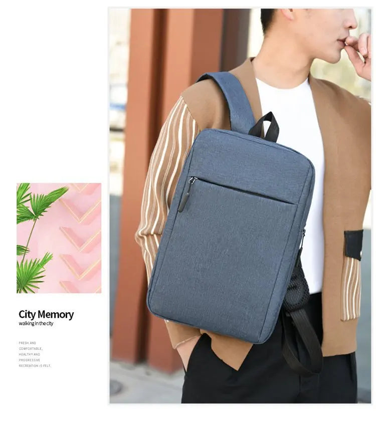 Minimalist Commuter Laptop Backpack - Solid Colour Large Capacity Business Bag