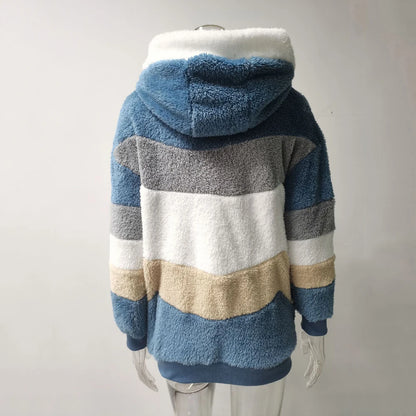 SHXYY Damen Kapuzen-Patchwork-Reißverschlussjacke