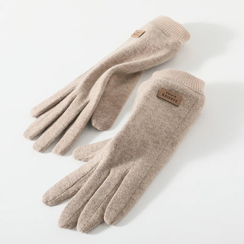 Women's Knit-Cuff Plush Touchscreen Gloves