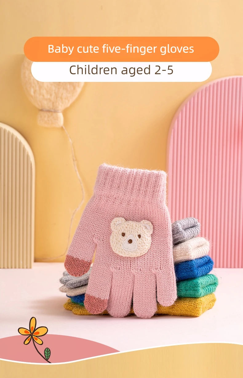 Toddler Bear Knit Gloves – Thick Warm Winter Gloves (Ages 2–6)
