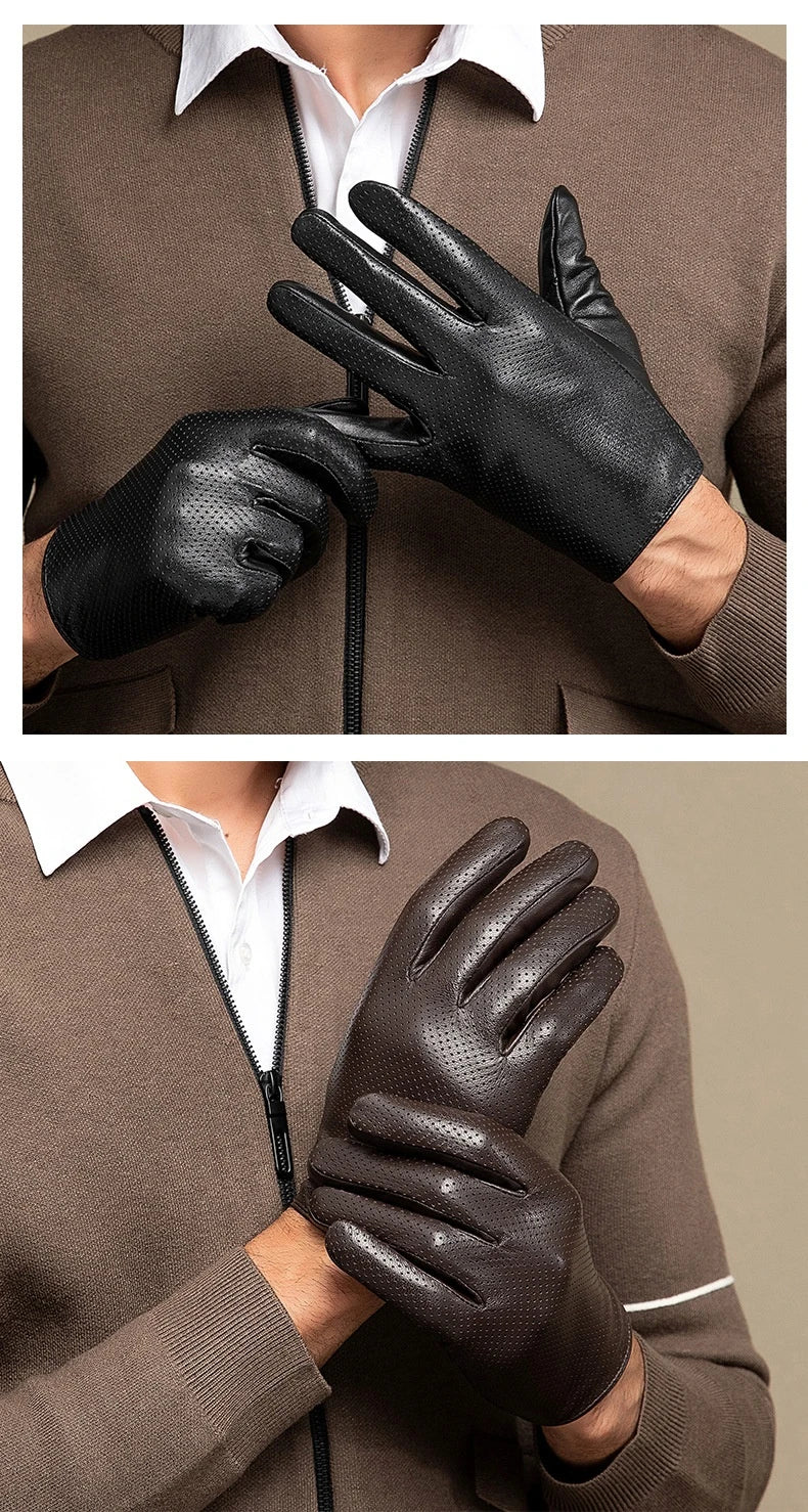 Men's Genuine Sheepskin Leather Gloves – Touchscreen Winter Gloves