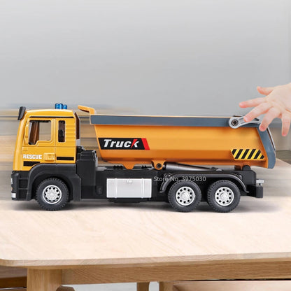 1:50 Die-Cast Dump Truck – Pull-Back Toy with Lights & Sounds