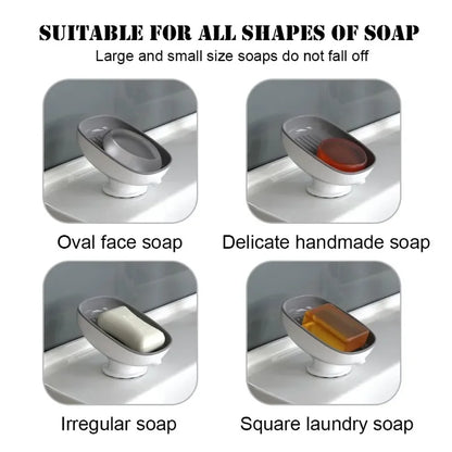 Soap dish with various types of soap demonstrating its suitability.