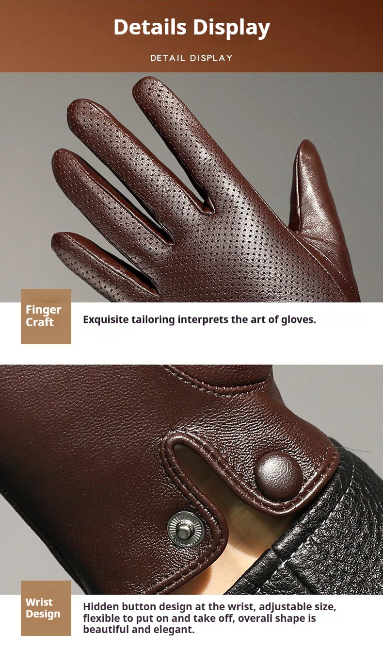 Men's Genuine Sheepskin Leather Gloves – Touchscreen Winter Gloves