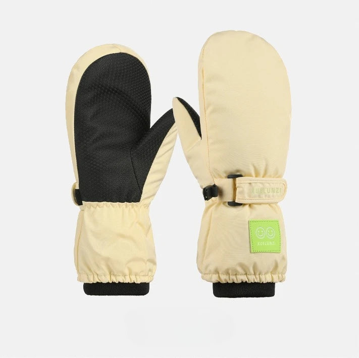 Kids' 5-Finger Ski Gloves with Hook-and-Loop Strap – Ages 6–12