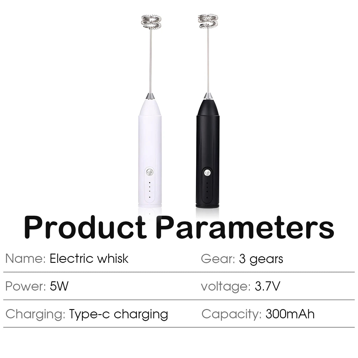 Rechargeable Milk Frother & Mini Whisk – 3-Speed Handheld Electric Frother