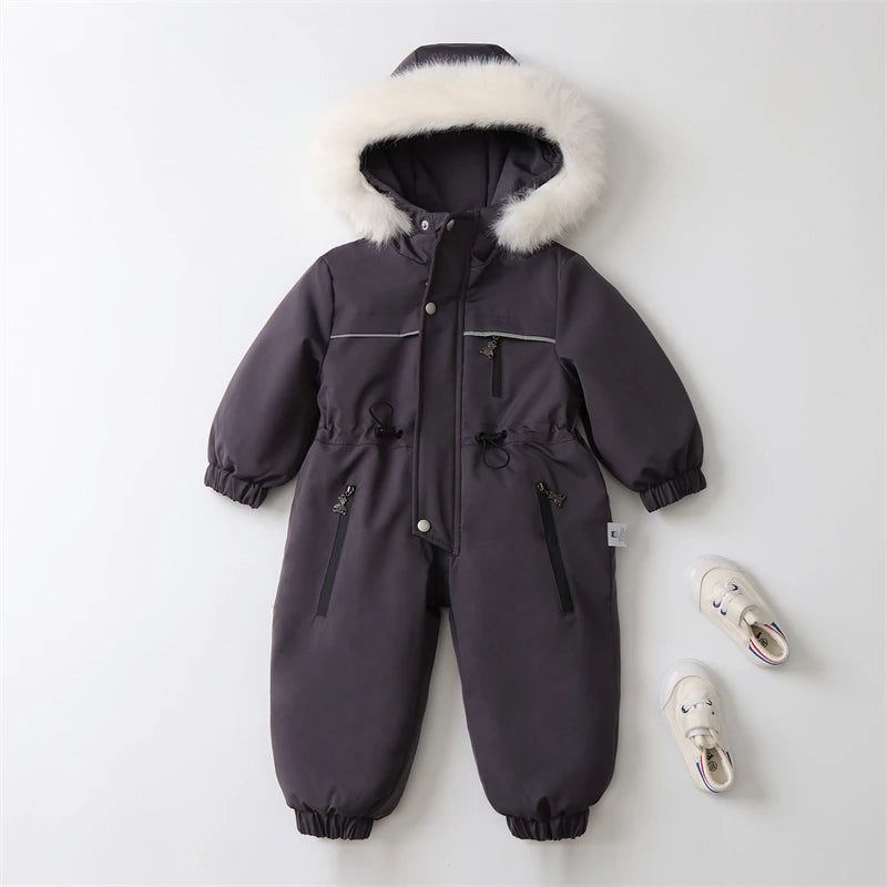 Children Winter Jumpsuit Thicken Boys Ski Suit Warm Baby Snowsuit Waterproof Boys Overalls Hooded Girls Jacket Clothes 2-5Years