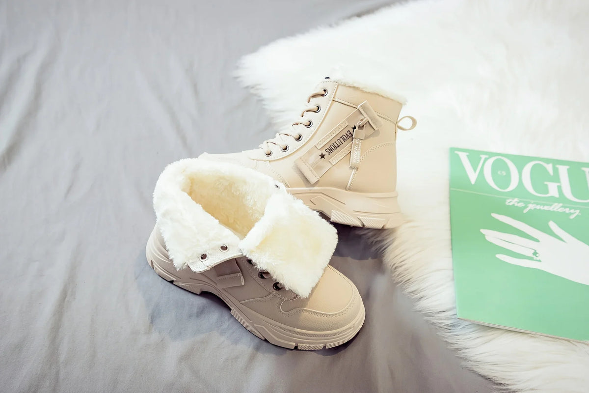 Winter Women Snow Boots Anti‑Slip Warm Fur Lined Martin Boots Casual Ankle Booties Fashion Outdoor Daily Wear Shoes
