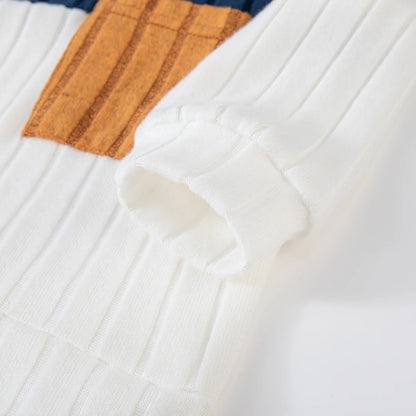 Conjunto de suéter y pantalones de bloques de color para niño - Atuendo de invierno de manga larga, tallas 90-130
