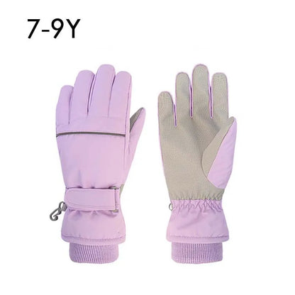 Gefütterte Skihandschuhe für Kinder – Plüschgefütterte Schneehandschuhe (Alter 4–13)