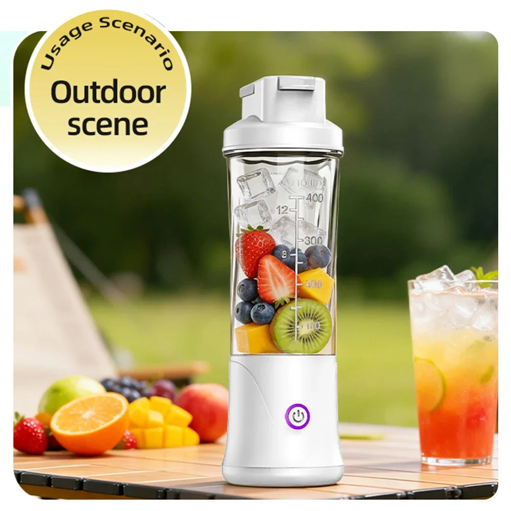 Portable Blender – USB-C Rechargeable 6-Blade Smoothie Maker with 2 Travel Cups