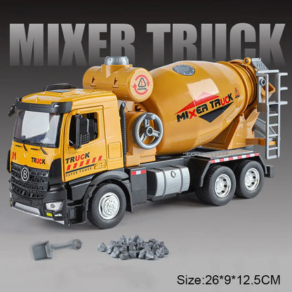 1:24 Diecast Crane & Mixer Truck with Lights, Sounds & Pull-Back