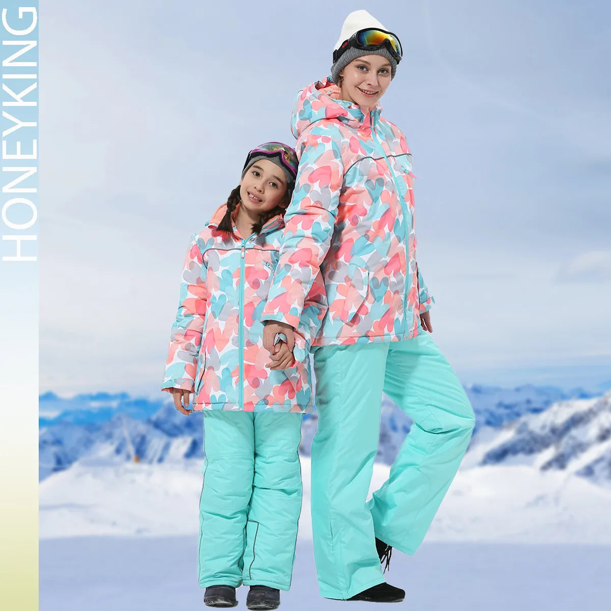 Girls Ski Suits Set Snowboard Coat Pant Waterproof Windproof Warm Children Outdoor Sportwear Young Teen Snowboard Skiing Suit