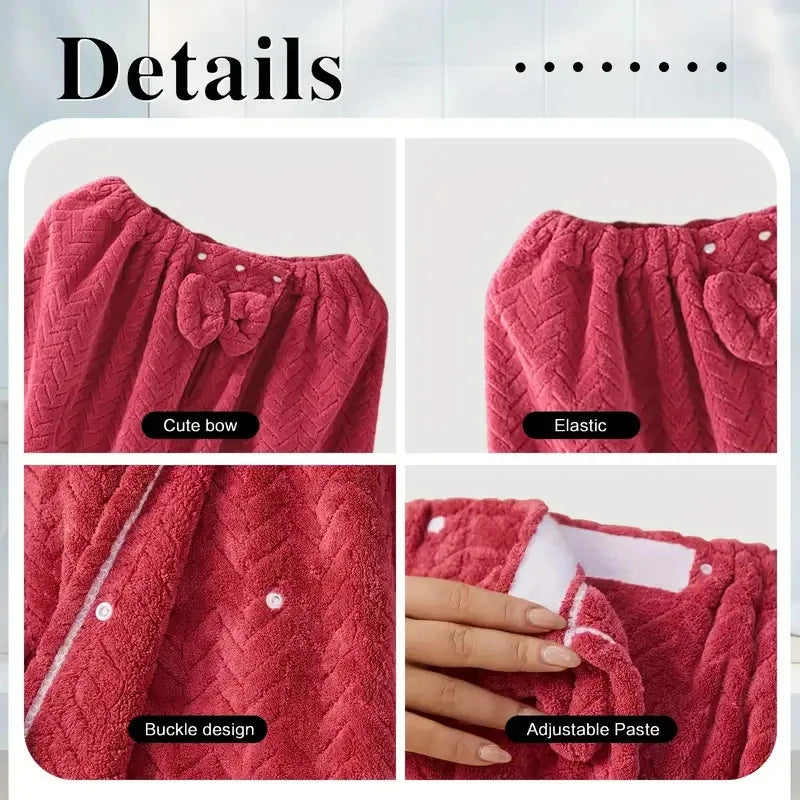 Wearable Bath Towel & Hair Cap Set for Women – Sizes M to 4XL