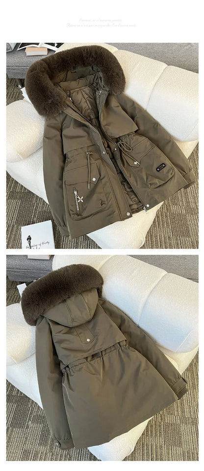 Parka corta acolchada con capucha para mujer OKXGNZ