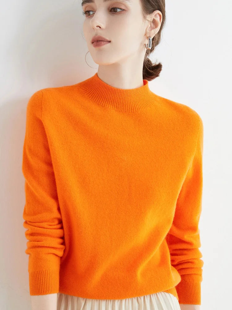 Women's Mock Neck Knit Sweater – Soft Basic Pullover