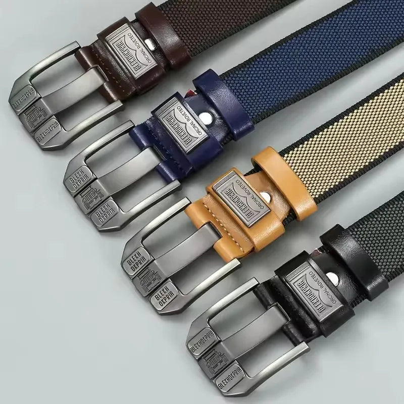 Men's Retro Canvas Belt – Pin Buckle Casual Belt, 120 cm