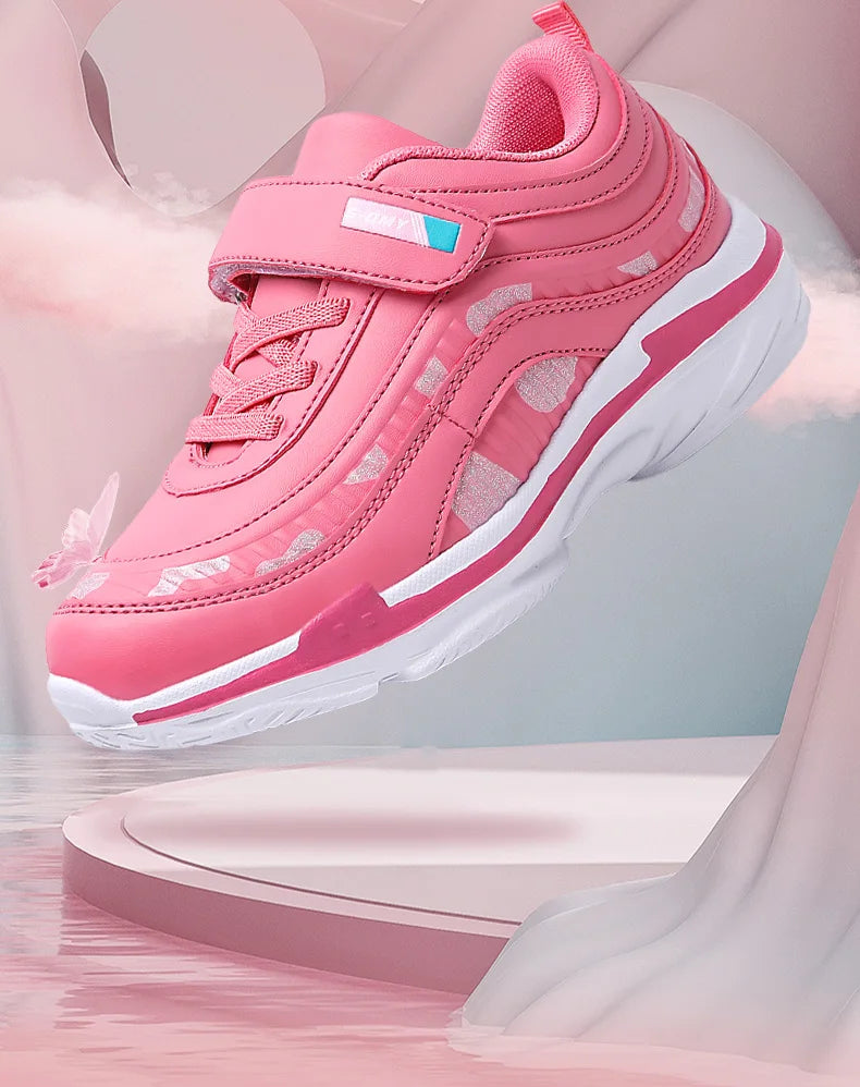 Girls Sport Shoes Waterproof Running Kids Sneakers Casual Leather Pink Breathable Fashion Antislip Lightweight Children Shoes