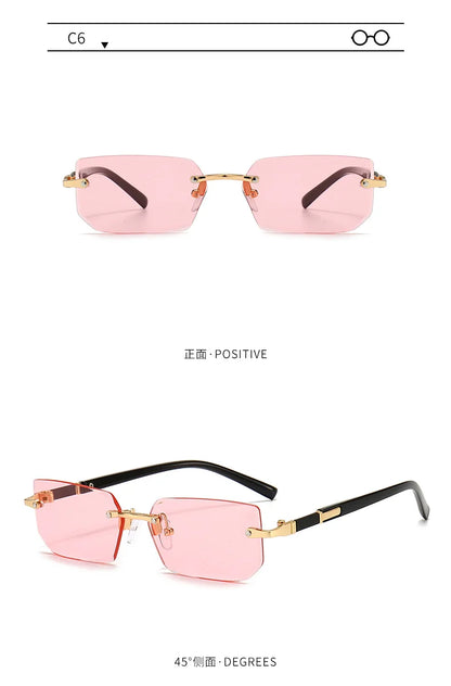 Rimless Rectangle Sunglasses | Trendy Small Square Summer Shades