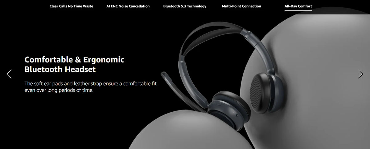Nuroum HP31DU Wireless Office Headset – Bluetooth 5.3, Noise-Cancelling Mic & USB Dongle