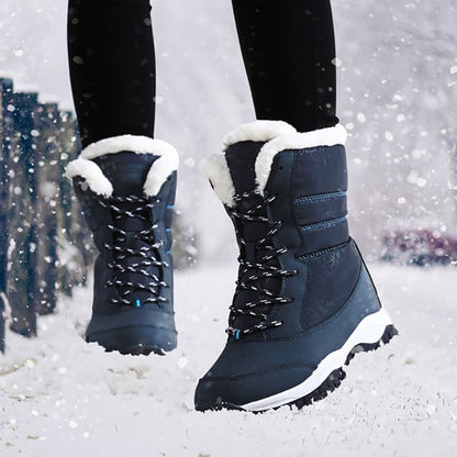 Botines de cuña con plataforma y forro de felpa para mujer AZGB