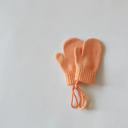 Strickfäustlinge für Babys mit Kordel – Fäustlinge aus Wollmischung für Kleinkinder (Alter 1–4)