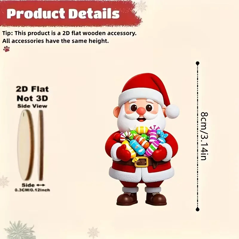 Wooden Santa & Gingerbread Christmas Ornaments – Set of 10