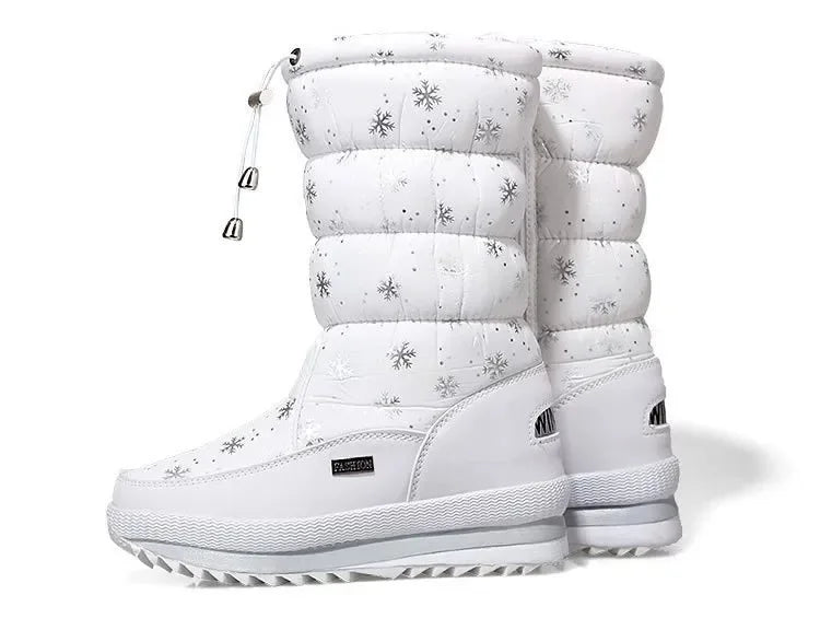 Women's Platform Snow Boots – Plush-Lined Mid-Calf Winter Boots with Side Zip