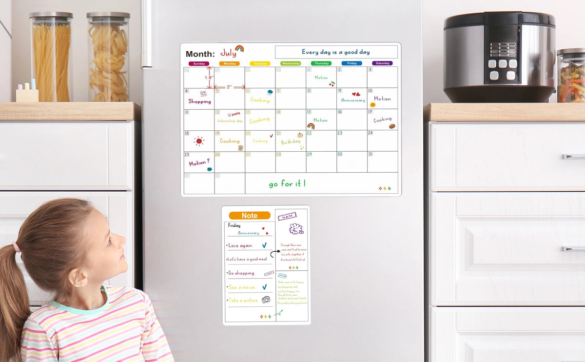 Magnetic Fridge Calendar – Dry-Erase Monthly & Weekly Planner