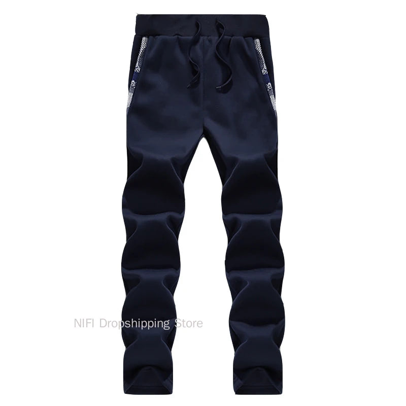 Men's Winter Jackets Thick Warm Jacket Brand Sportswear Coat Pants Solid Color Fleece Zipper Hooded Long Sleeved Male Outerwear