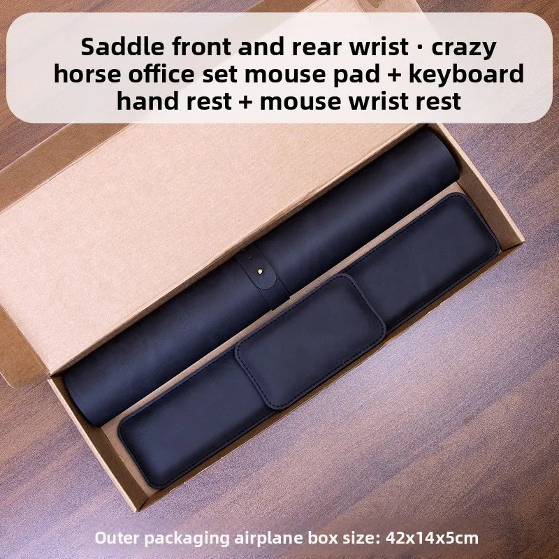 Large PU Leather Desk Mat with Keyboard Wrist Rest & Mouse Wrist Pad, Non-Slip Extended Pad for Office Gaming Desktop