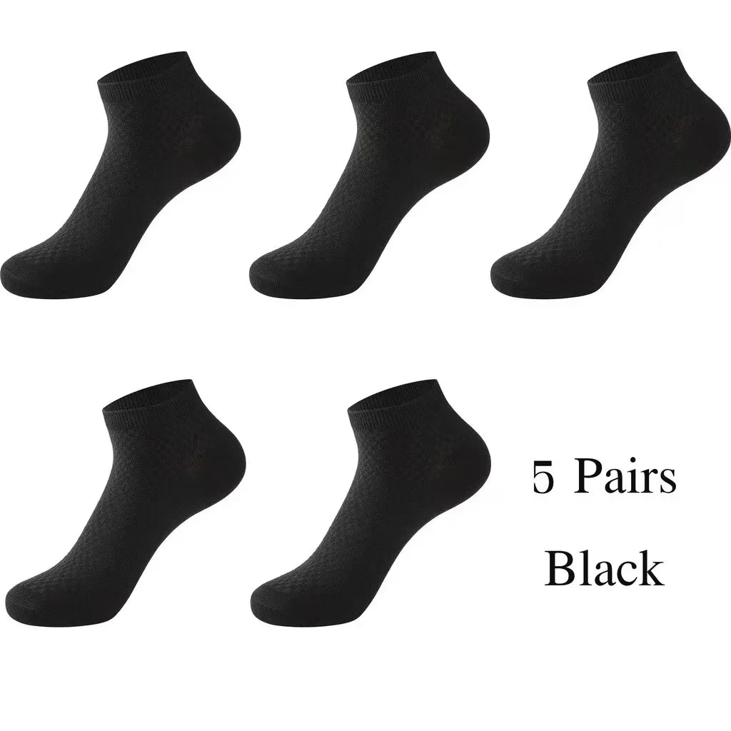 Men's Bamboo Low-Cut Socks – 5 Pairs, Soft & Breathable